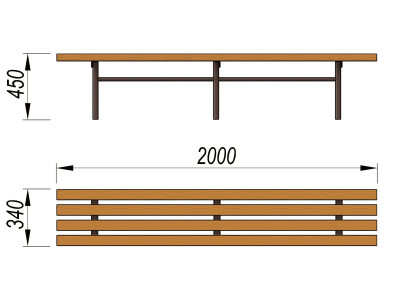 Двухметровая лавочка без спинки 2 м МАФ 1602 в Симферополе