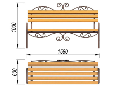 Лавочка кованная МАФ 1606 в Симферополе