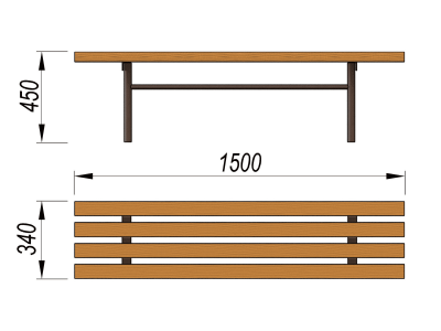 Лавочка без спинки МАФ 1601 в Симферополе